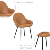 Ani arm chair dining chair in black, upholstered  PU set of 4