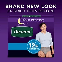 Sous-vêtement d’incontinence pour adultes Depend Night Defense pour hommes, jetables, de nuit, P - TG, gris, (l’emballage peut différer). 12-16 Unites