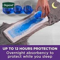 Sous-vêtement d’incontinence pour adultes Depend Night Defense pour hommes, jetables, de nuit, P - TG, gris, (l’emballage peut différer). 12-16 Unites
