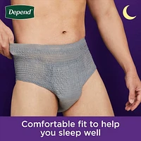 Sous-vêtement d’incontinence pour adultes Depend Night Defense pour hommes, jetables, de nuit, P - TG, gris, (l’emballage peut différer). 12-16 Unites