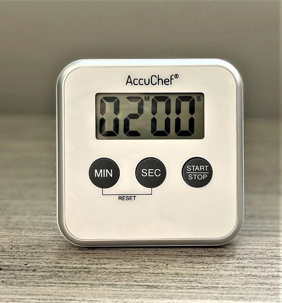 AccuChef Digital Timer, Model 2105, black or white, plastic, 99 mins, 59 seconds