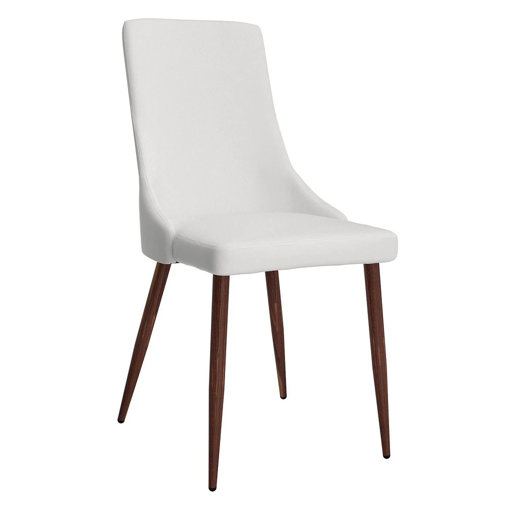 Set of 2 Mid-Century Fabric & Metal Side Chair in White