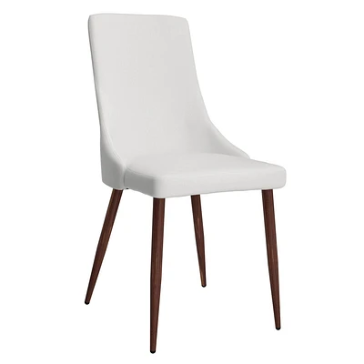 Set of 2 Mid-Century Fabric & Metal Side Chair in White