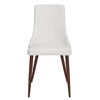 Set of 2 Mid-Century Fabric & Metal Side Chair in White