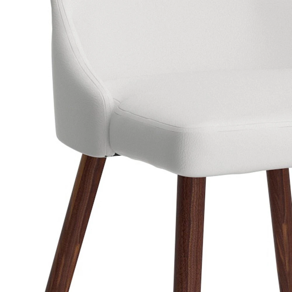 Set of 2 Mid-Century Fabric & Metal Side Chair in White