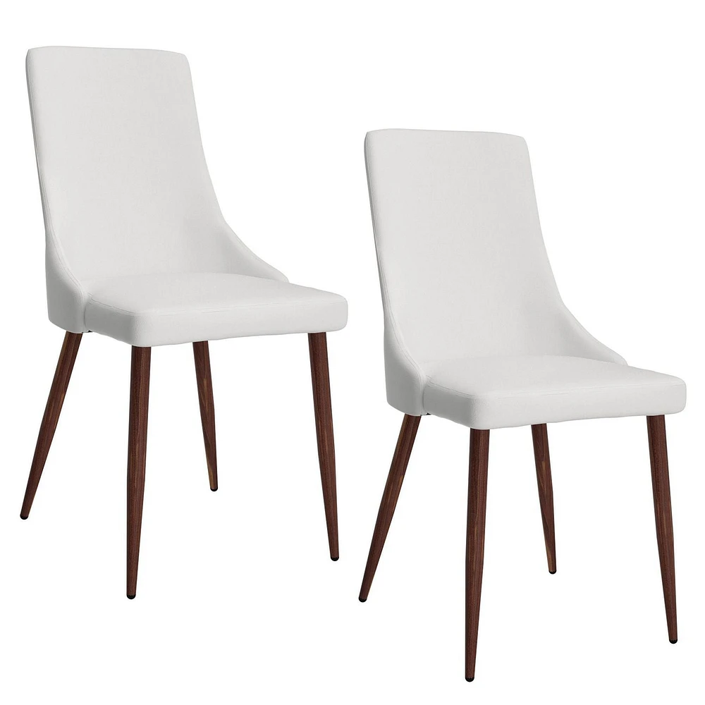 Set of 2 Mid-Century Fabric & Metal Side Chair in White