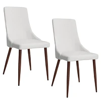 Set of 2 Mid-Century Fabric & Metal Side Chair in White