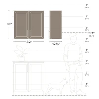 Prepac Elite Wall Cabinet with Panel Doors 12.75" D x 32" W x 30" H