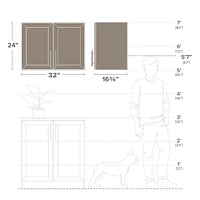 Prepac Elite Wall Cabinet with Panel Doors 16.75" D x 32" W x 24" H