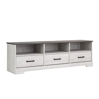 Prepac Rustic Ridge Washed White 3 Drawer 66" W x 20" H x 16" D TV Stand