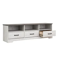 Prepac Rustic Ridge Washed White 3 Drawer 66" W x 20" H x 16" D TV Stand