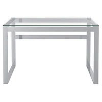 Contemporary Glass & Stainless Steel Desk in Silver