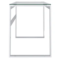 Contemporary Glass & Stainless Steel Desk in Silver