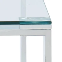 Contemporary Glass & Stainless Steel Desk in Silver