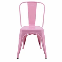 Tolix Roch dining chair in light pink, metal side chair set of 2