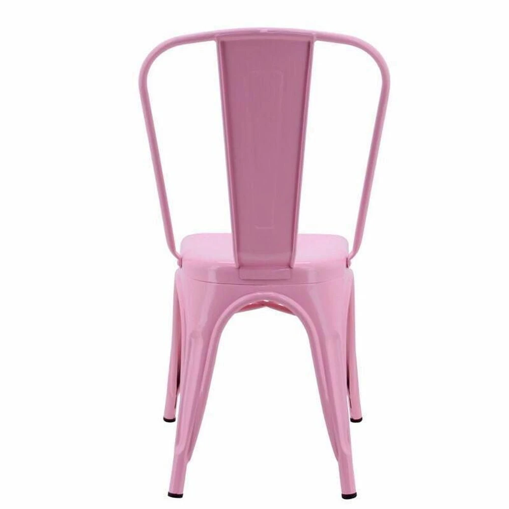 Tolix Roch dining chair in light pink, metal side chair set of 2