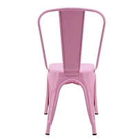 Tolix Roch dining chair in light pink, metal side chair set of 2