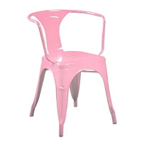 Tolix arm chair in light pink, metal industrial dining chair