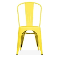 Tolix Roch dining chair in yellow, metal side chair set of 4