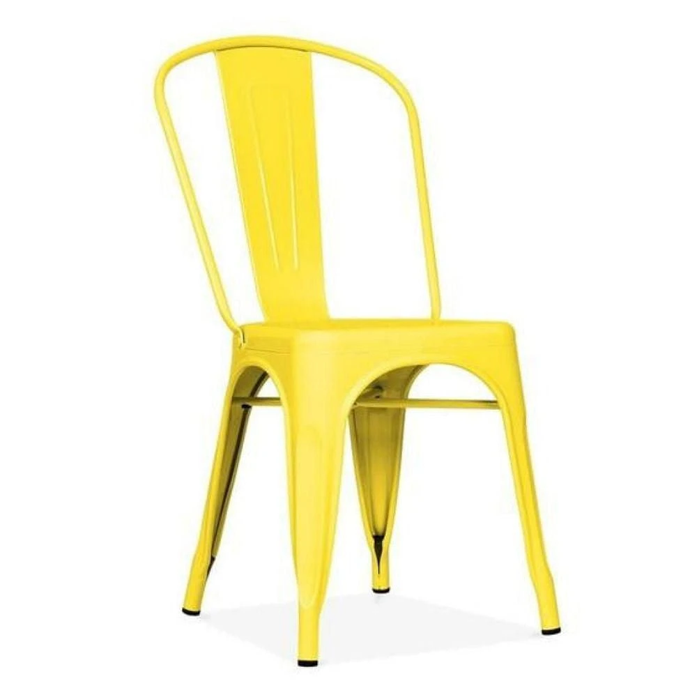 Tolix Roch dining chair in yellow, metal side chair set of 4