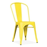 Tolix Roch dining chair in yellow, metal side chair set of 4