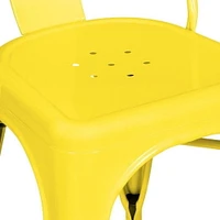 Tolix Roch dining chair in yellow, metal side chair set of 4