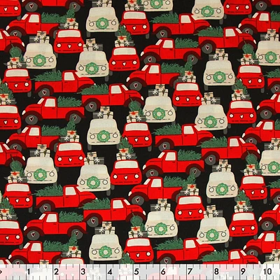 Fabric Creations Black Christmas Life Cotton Fabric by the Metre