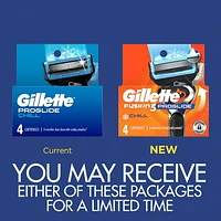 Gillette Fusion5 ProGlide Chill Razor Refills, 4 Razor Cartridges for Flexball Handle, 5-Blade Razor Blades, 2x Cooling Lubrication