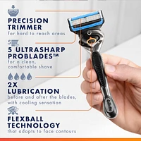 Gillette Fusion5 ProGlide Chill Razor Refills, 4 Razor Cartridges for Flexball Handle, 5-Blade Razor Blades, 2x Cooling Lubrication