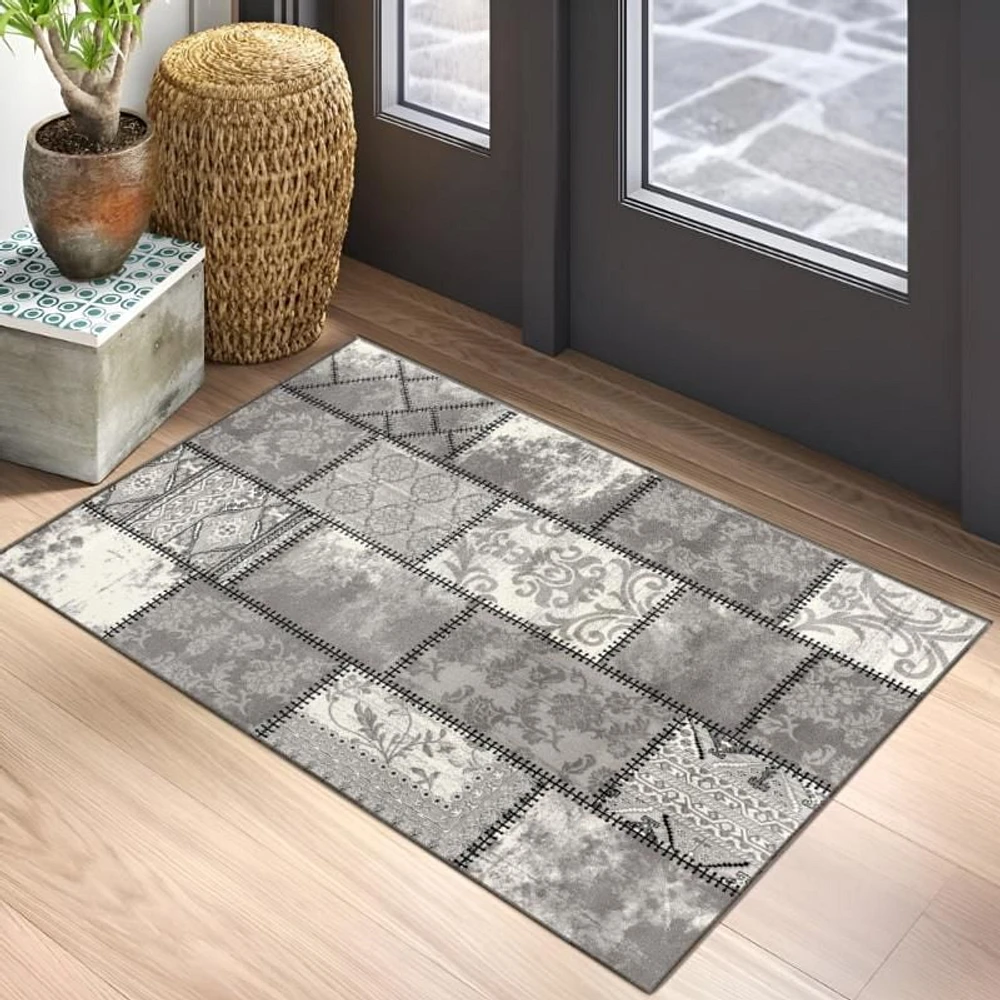 Tapis d'intérieur abstrait moderne avec montage de branches de tapis