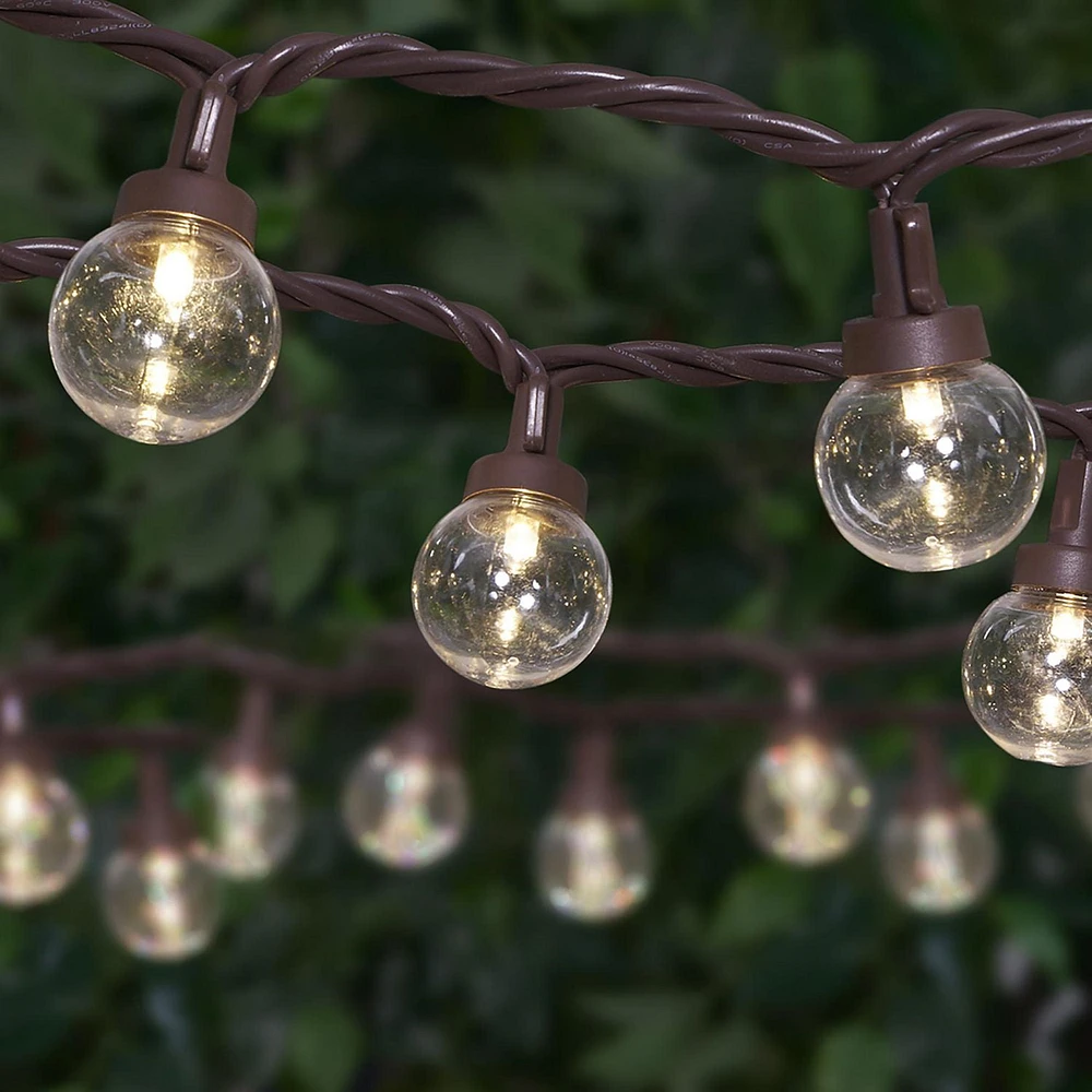 Mainstays 100-count Warm White LED G30 Globe String Lights - Brown Wire, LED String Lights