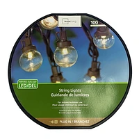 Mainstays 100-count Warm White LED G30 Globe String Lights - Brown Wire, LED String Lights