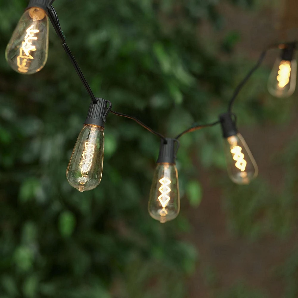 Mainstays 10-count Edison Bulb Clear Incandescent String Lights - Black Wire, String Lights