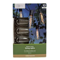 Mainstays 10-count Edison Bulb Clear Incandescent String Lights - Black Wire, String Lights