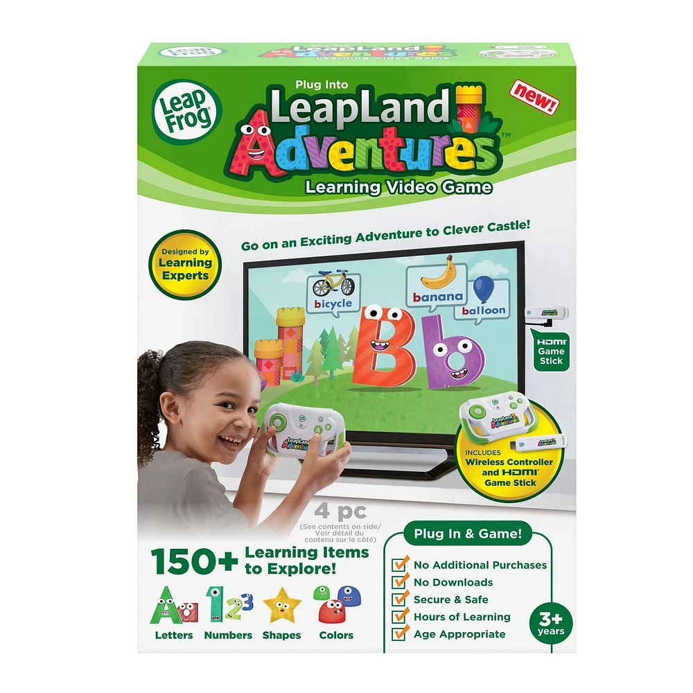 LeapFrog LeapLand Adventures Learning TV Video Game - Wireless Controller with Plug and Play HDMI game stick, Age 3+