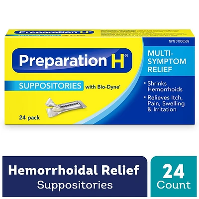 Paquet de suppositoires de Préparation H 24 unités