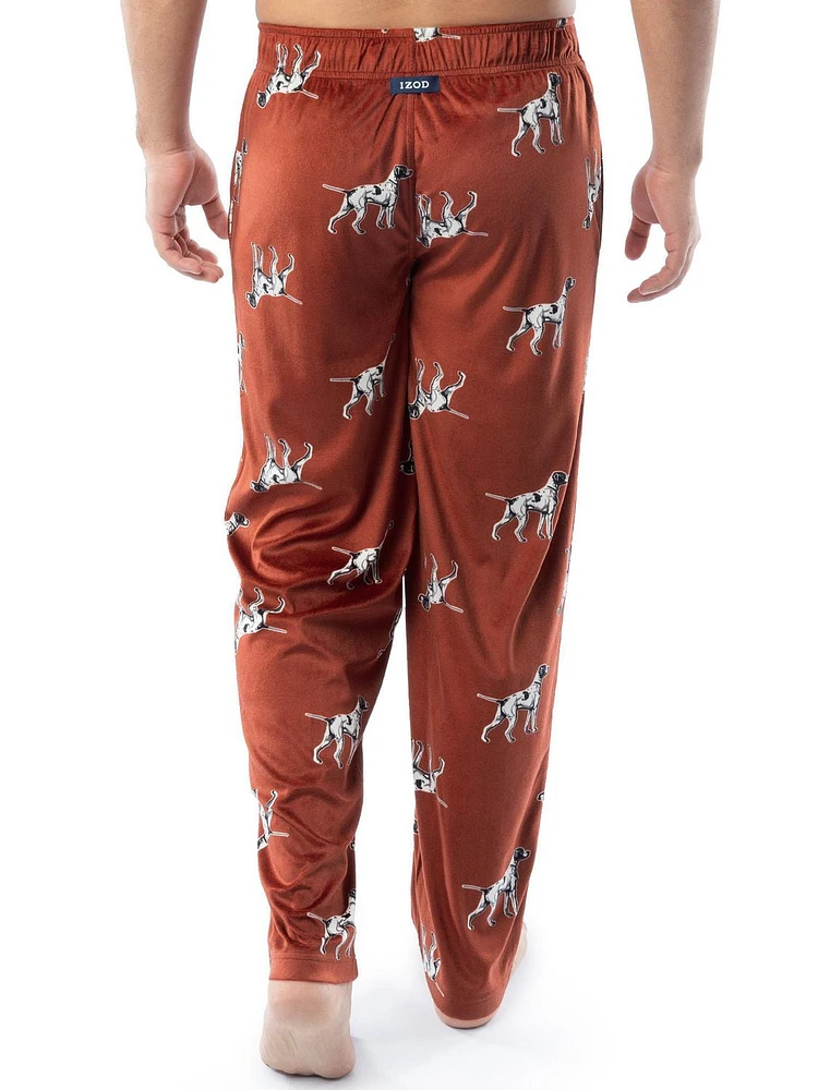 IZOD Men's Silky Fleece Sleep Pant, Dog Print