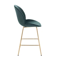 Green Stool, Soft Velvet Upholstery, Gold Metal Legs.  Stool ideal for bars