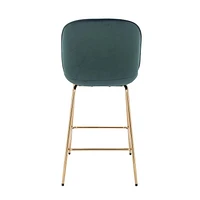 Green Stool, Soft Velvet Upholstery, Gold Metal Legs.  Stool ideal for bars