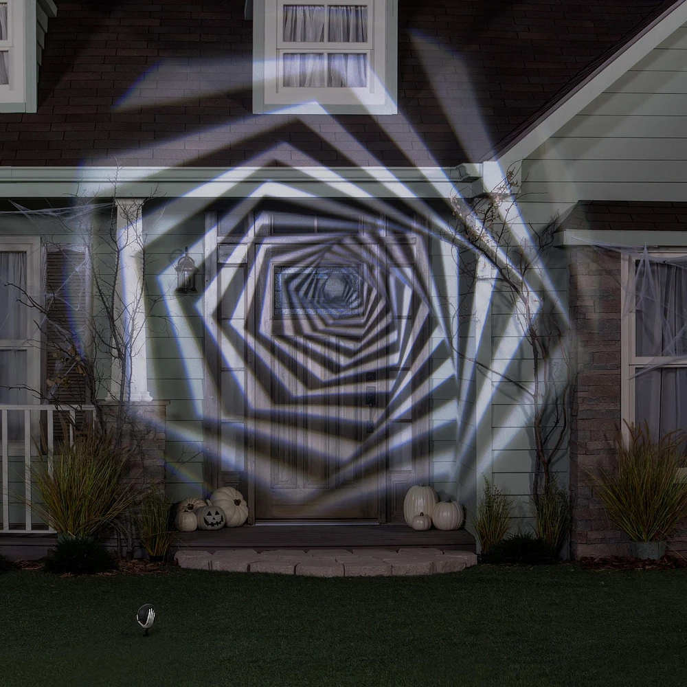 Halloween Lightshow Projection Mind Tunnel Angular Spiral (White)