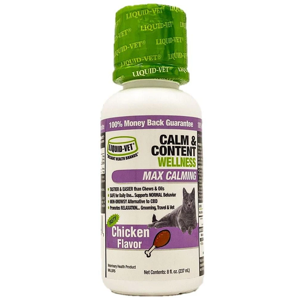 Liquid-Vet Feline Calm & Content Wellness - Chicken Flavour, 8 fl oz. / 237 mL