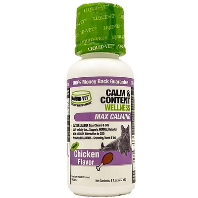 Liquid-Vet Feline Calm & Content Wellness - Chicken Flavour, 8 fl oz. / 237 mL