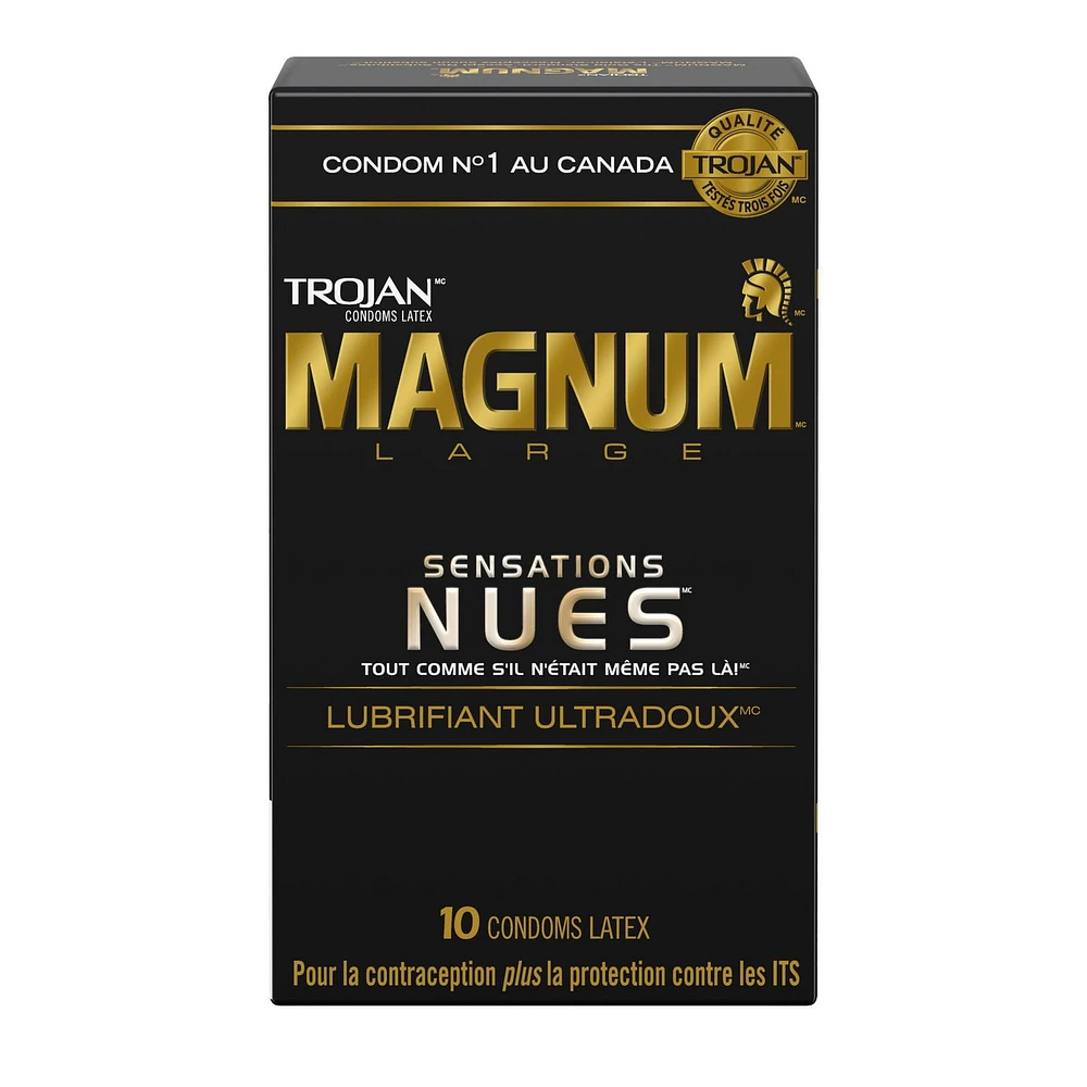 Trojan Magnum Sensations nues condoms lubrifiés ultra nervurés 10 condoms lubrifiés en latex