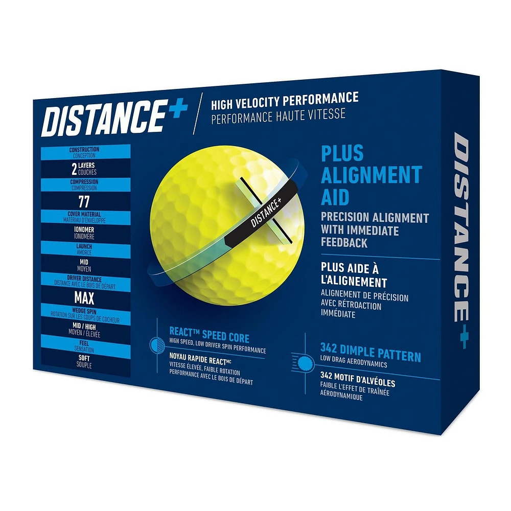 DISTANCE+ GOLF BALLS, DESIGNED FOR SPEED