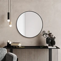 Hometrends Aluminum Décor Round Mirror, 30in Dia. Black