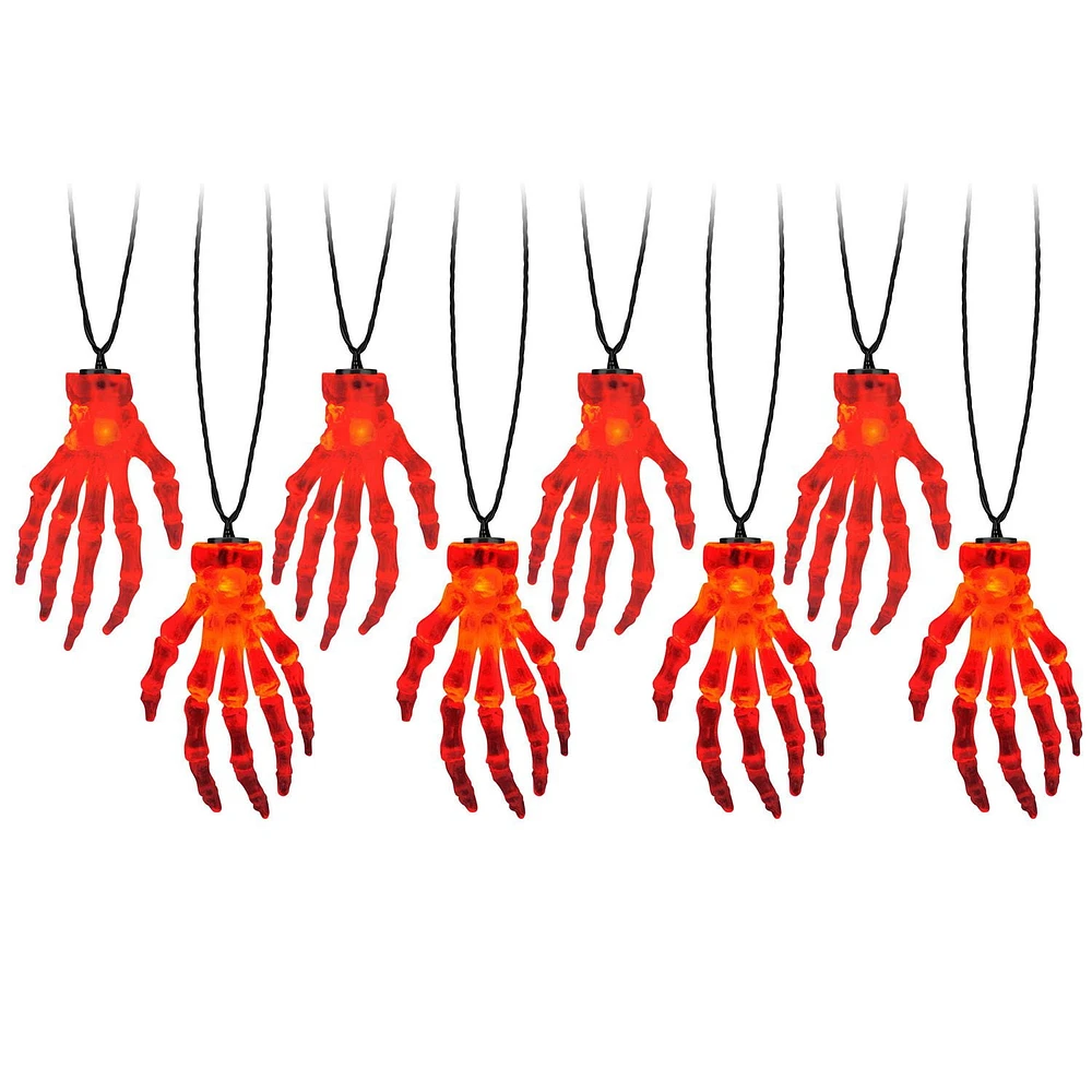 Halloween Battery Operated Light String S/8-Skeleton Hand (Red)