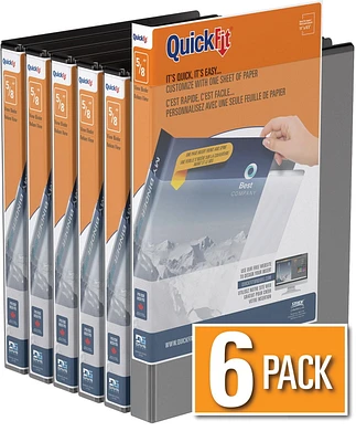 QuickFit® View Binder, Round Ring, 6 Pack, 5/8"