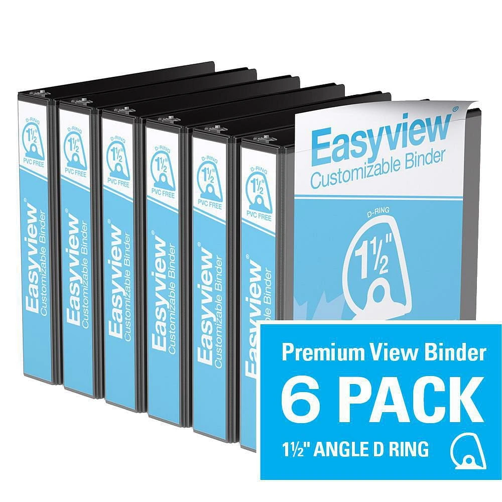 Davis Group, Easyview Premium, D Ring, Customizable, View Binder, 6 Pack, 1.5"