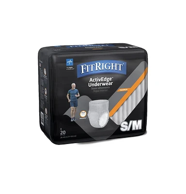 FitRight Ultra Protective Underwear for Men, Size Small/Medium, For Waist Size 28"-40", Bag of 20<br>