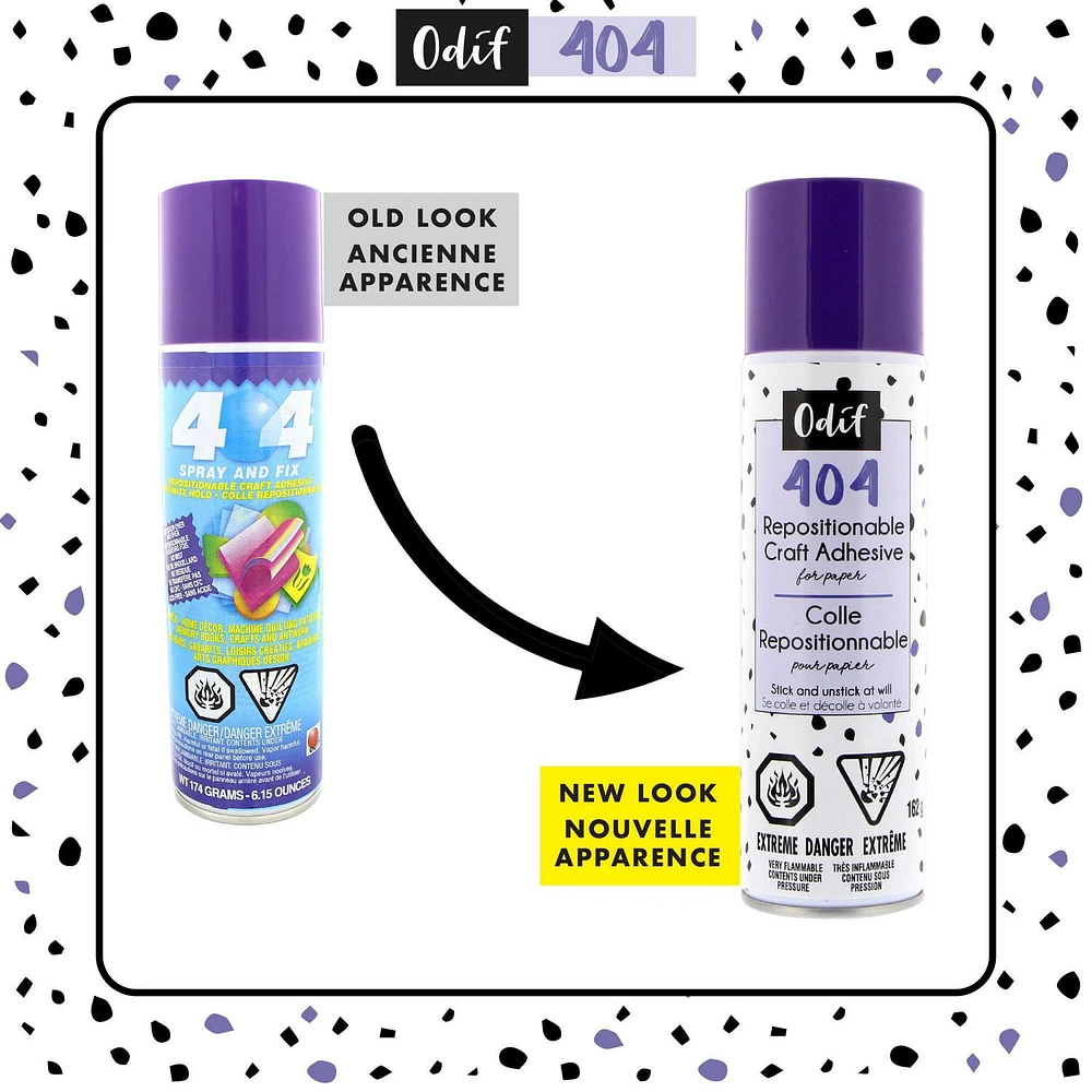 ODIF 404 Spray and Fix Permanent Repositionable Adhesive for Craft Material - 162g, 404 TEM ADH SPRAY